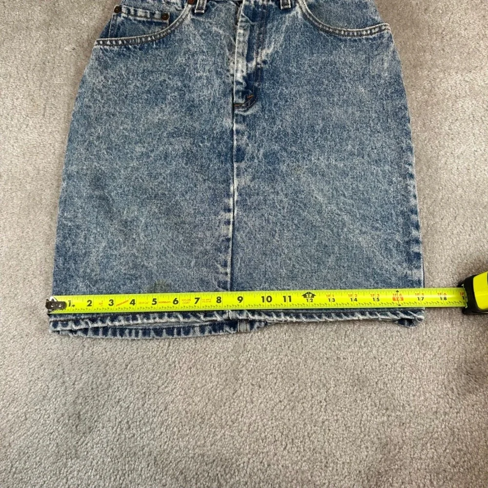 Vintage 80s 97505 Levi's Denim Skirt Womens 7 Blue Acid Wash High Waist USA Rare